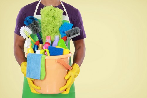 Carpet cleaner preparing equipment before a domestic cleaning appointment