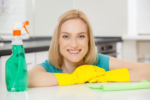 Commercial cleaning team working in a modern office in SW12